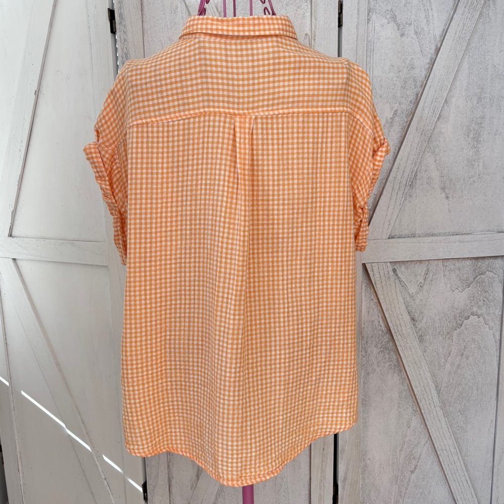 Old Navy Orange Gingham Button-Up Blouse - Picture 3 of 8